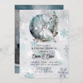 Winter Snow Owl Moon Waterverf Wedding Shower Kaart (Voorkant / Achterkant)