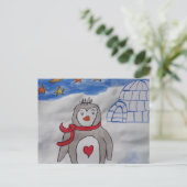 Winter Snow Penguin Briefkaart (Staand voorkant)