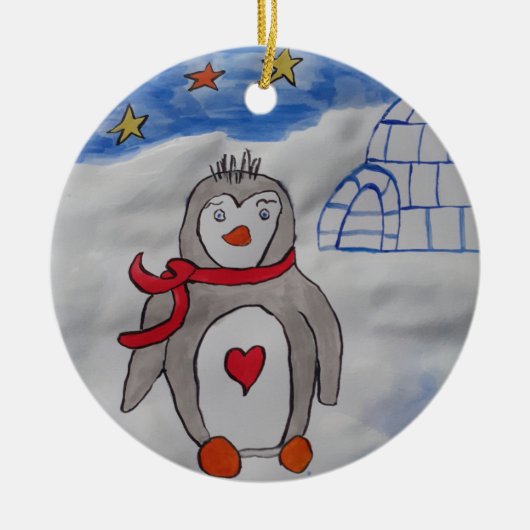 Winter Snow Penguin Ceramic Ornament (Voorkant)