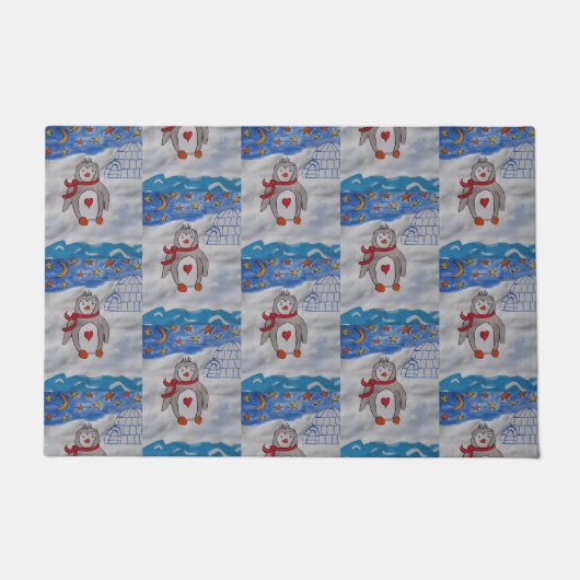 Winter Snow Penguin Deurmat (Voorkant)