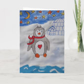 Winter Snow Penguin-Kerstmis Kaart (Achterkant)