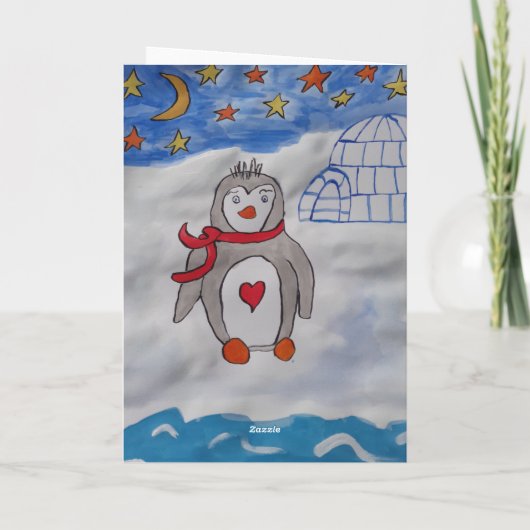 Winter Snow Penguin-Kerstmis Kaart (Achterkant)