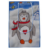Winter Snow Penguin Medium Cadeauzakje (Achterkant)