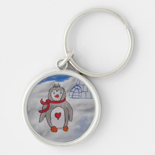 Winter Snow Penguin Sleutelhanger (Voorkant)