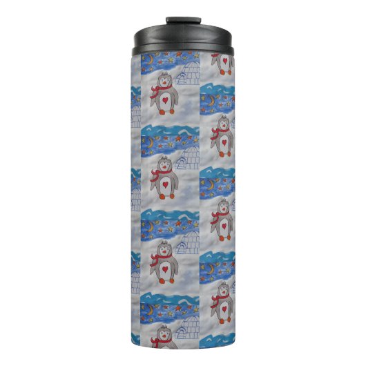 Winter Snow Penguin Thermal Tumbler Thermosbeker (Voorkant)