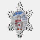 Winter Snow Penguin Tin Sneeuwvlok Ornament (Rechts)