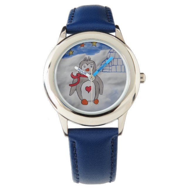 Winter Snow Penguin Watch Horloge (Voorkant)