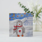 Winter Snow Penguin Wenskaart Kaart (Staand voorkant)