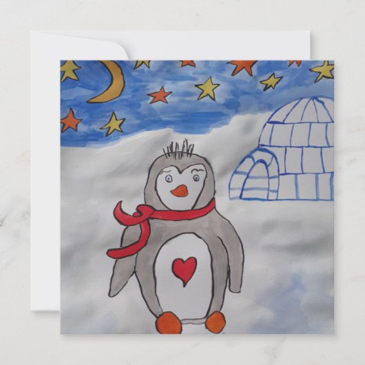 Winter Snow Penguin Wenskaart Kaart (Voorkant)