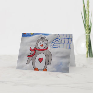 Winter Snow Penguin Wenskaart Kaart