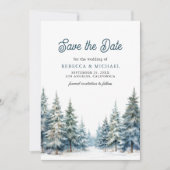 Winter Snow Pine Tree Forest QR Code Trouwfoto Save The Date (Voorkant)