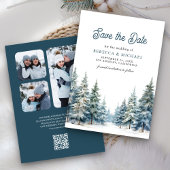 Winter Snow Pine Tree Forest QR Code Trouwfoto Save The Date