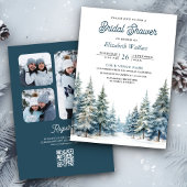 Winter Snow Pine Tree Forest QR Code Vrijgezellenf Kaart