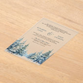 Winter Snow Pine Tree Forest Wedding Acryl Uitnodigingen (Laagn)