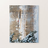 Winter Snow Pond & Barns Tennessee Fotografie Legpuzzel (Verticaal)