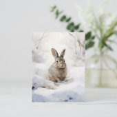 Winter Snow Rabbit Briefkaart (Staand voorkant)