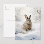Winter Snow Rabbit Briefkaart (Voorkant / Achterkant)