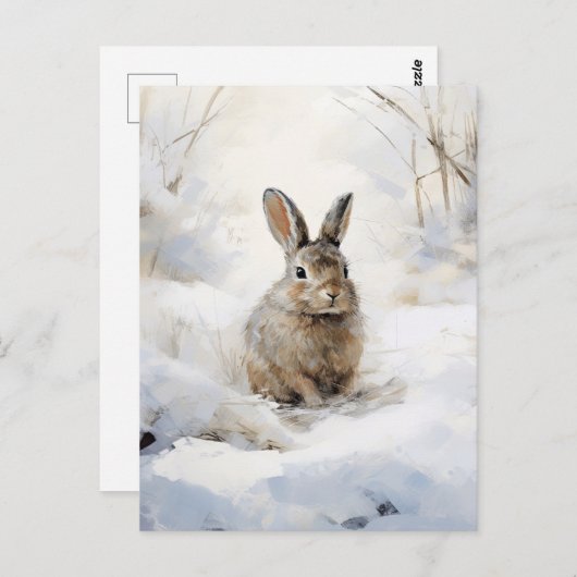Winter Snow Rabbit Briefkaart (Voorkant / Achterkant)