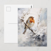 Winter Snow Robin Briefkaart (Voorkant / Achterkant)
