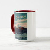Winter Snow Scene Teal Sky Retro Landscape Mok (Voorkant links)