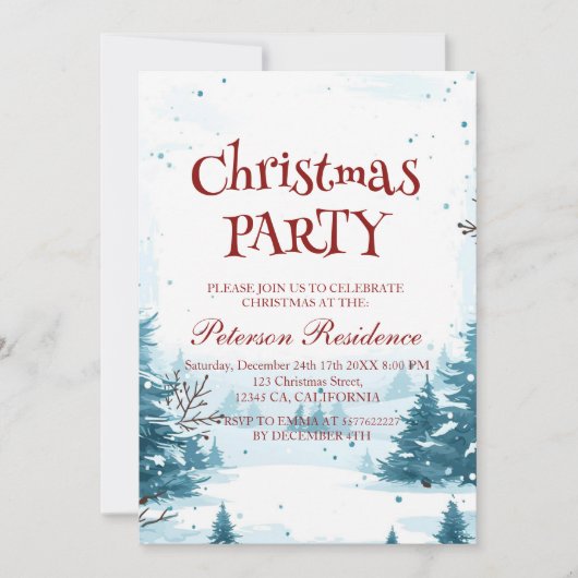 Winter Snow Scenery Kerstfeest Kaart (Voorkant)