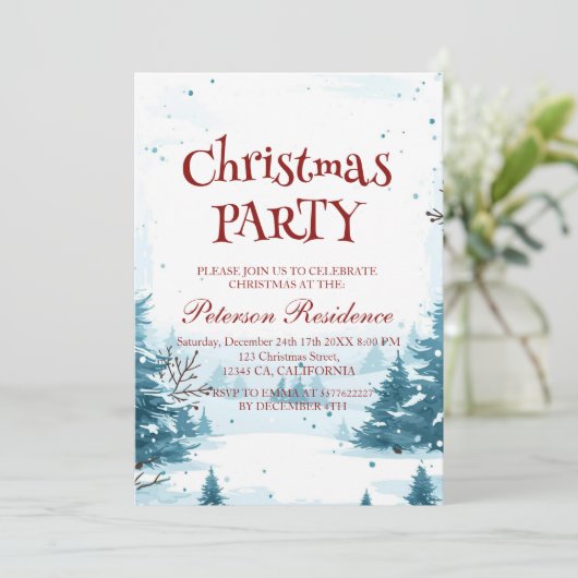 Winter Snow Scenery Kerstfeest Kaart (Staand voorkant)