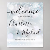 Winter Snow Signature Script Trouw Welkom Bord Poster (Voorkant)