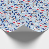 Winter Snow Skiing Snowman Gift/Christmas Wrap Cadeaupapier (Hoek)