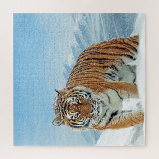 Winter Snow Tiger Mountains Animal Foto Trendy Legpuzzel (Verticaal)