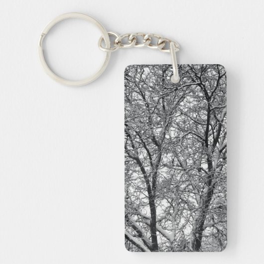 Winter Snow Tree Branches Photograph Sleutelhanger (Voorkant)