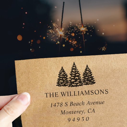 Winter Snow Trees Retouradres Zelfinktende Stempel