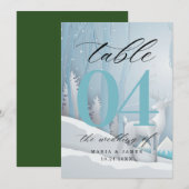 Winter Snow Trouwtafel Nummer Programmakaart (Voorkant / Achterkant)