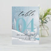 Winter Snow Trouwtafel Nummer Programmakaart (Staand voorkant)