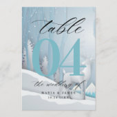 Winter Snow Trouwtafel Nummer Programmakaart (Voorkant)