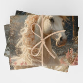 Winter Snow Unicorn Castle Fantasy Magisch Paard Inpakpapier Vel