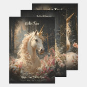 Winter Snow Unicorn Castle Fantasy Magisch Paard Inpakpapier Vel