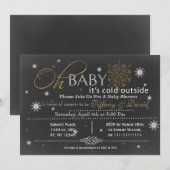 Winter Snow unisex Couple's Baby shower Invitation Kaart (Voorkant / Achterkant)