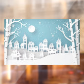 Winter Snow Urban Landscape Village Raamsticker (Vel 2)