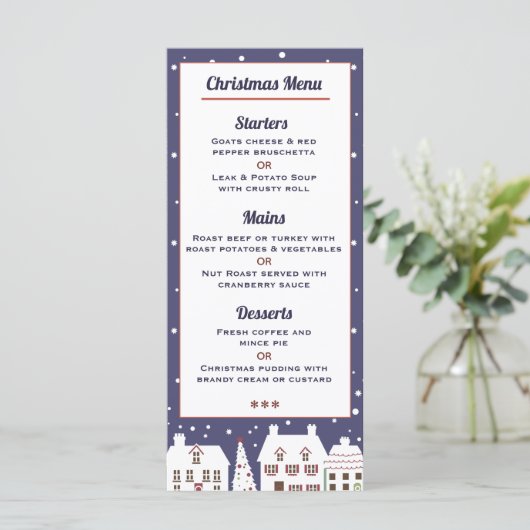 Winter Snow Village-kerstmenu Menu (Staand voorkant)