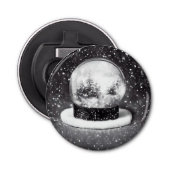 Winter Snow Wereldbol Button Flesopener (Voorkant)