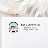 Winter Snow Wereldbol Holiday Adres label (Insitu)