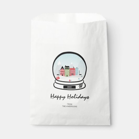Winter Snow Wereldbol Holiday Favor Bag Bedankzakje (Voorkant)