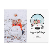 Winter Snow Wereldbol Holiday Foto Briefkaart