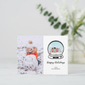 Winter Snow Wereldbol Holiday Foto Briefkaart (Staand voorkant)