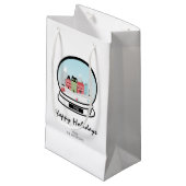 Winter Snow Wereldbol Holiday Gift Bag Klein Cadeauzakje (Voorkant Gekanteld)