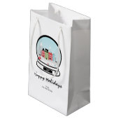 Winter Snow Wereldbol Holiday Gift Bag Klein Cadeauzakje (Achterkant Gekanteld)