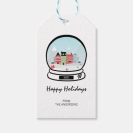Winter Snow Wereldbol Holiday Gift Labels Cadeaulabel