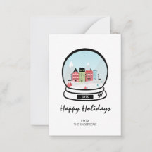 Winter Snow Wereldbol Holiday Mini Note Kaart