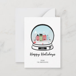 Winter Snow Wereldbol Holiday Mini Note Kaart Notitiekaartje