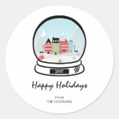 Winter Snow Wereldbol Holiday Sticker (Voorkant)